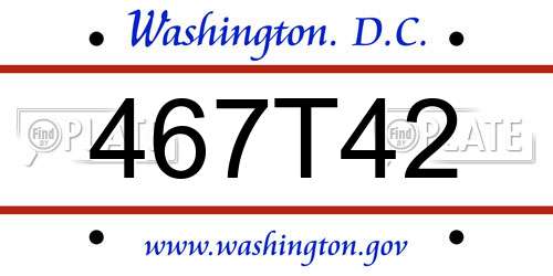 467T42 District Of Columbia License Plate