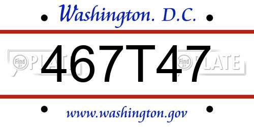 467T47 District Of Columbia License Plate
