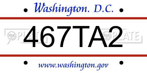 467TA2 District Of Columbia License Plate