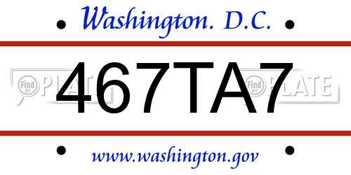 467TA7 District Of Columbia License Plate