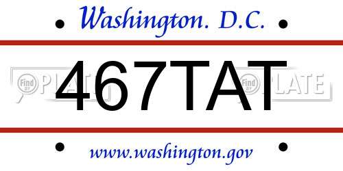 467TAT District Of Columbia License Plate