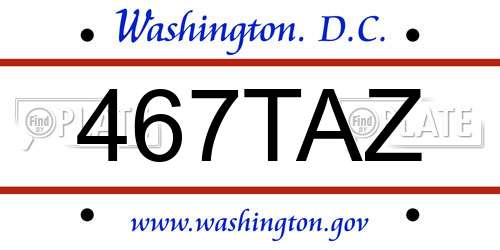 467TAZ District Of Columbia License Plate
