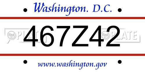467Z42 District Of Columbia License Plate
