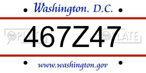 467Z47 District Of Columbia License Plate