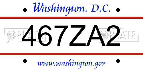 467ZA2 District Of Columbia License Plate