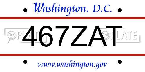 467ZAT District Of Columbia License Plate