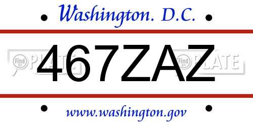 467ZAZ District Of Columbia License Plate
