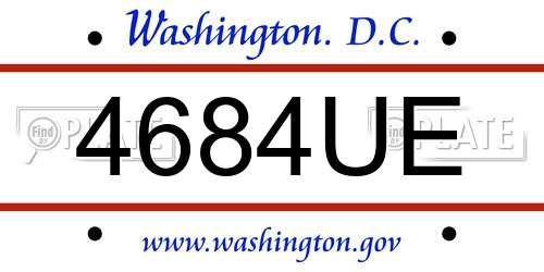 4684UE District Of Columbia License Plate