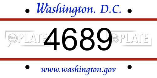 4689 District Of Columbia License Plate