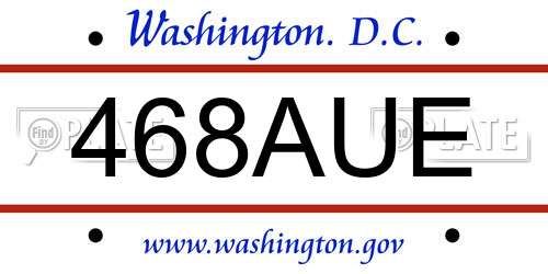 468AUE District Of Columbia License Plate