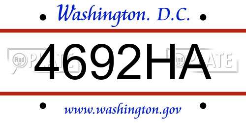 4692HA District Of Columbia License Plate