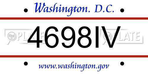 4698IV District Of Columbia License Plate
