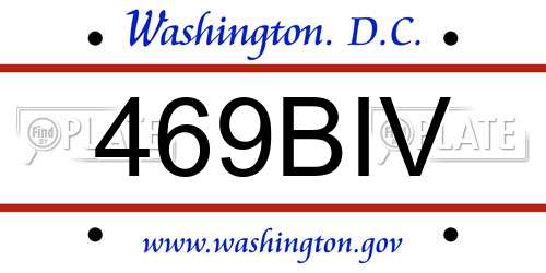 469BIV District Of Columbia License Plate