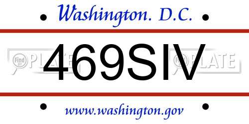 469SIV District Of Columbia License Plate