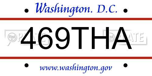 469THA District Of Columbia License Plate
