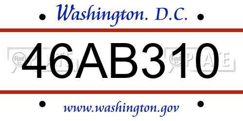 46AB310 District Of Columbia License Plate