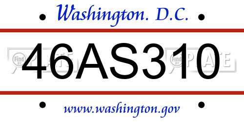 46AS310 District Of Columbia License Plate