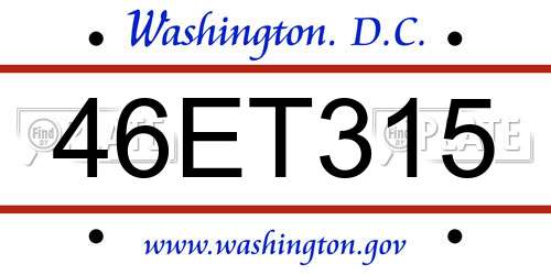 46ET315 District Of Columbia License Plate