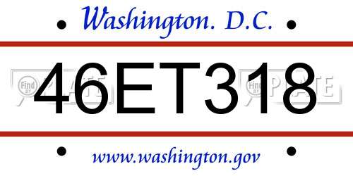 46ET318 District Of Columbia License Plate