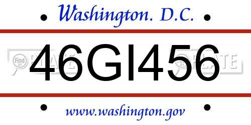 46GI456 District Of Columbia License Plate
