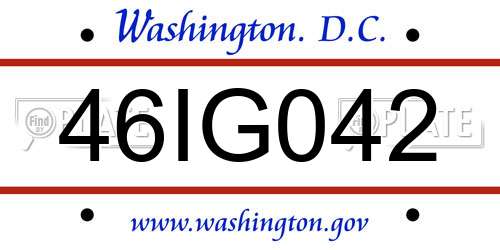 46IG042 District Of Columbia License Plate