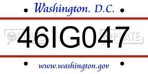 46IG047 District Of Columbia License Plate