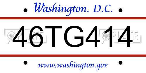 46TG414 District Of Columbia License Plate