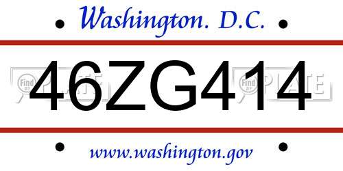 46ZG414 District Of Columbia License Plate