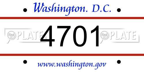 4701 District Of Columbia License Plate