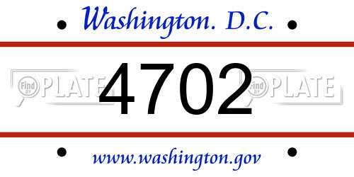 4702 District Of Columbia License Plate