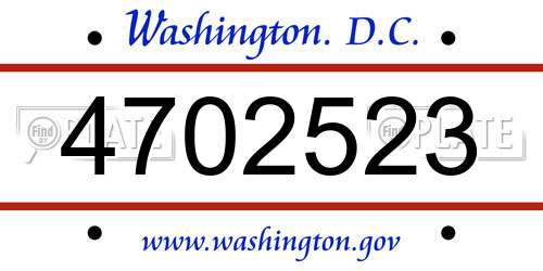 4702523 District Of Columbia License Plate