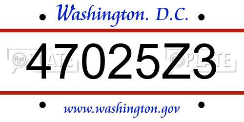 47025Z3 District Of Columbia License Plate