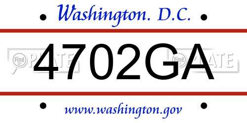 4702GA District Of Columbia License Plate
