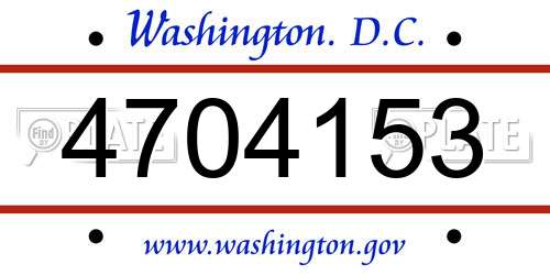 4704153 District Of Columbia License Plate