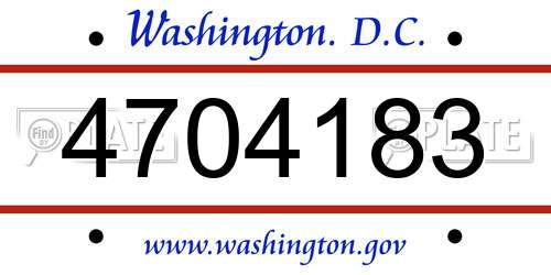 4704183 District Of Columbia License Plate