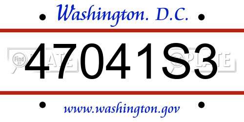 47041S3 District Of Columbia License Plate