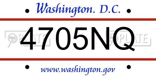4705NQ District Of Columbia License Plate