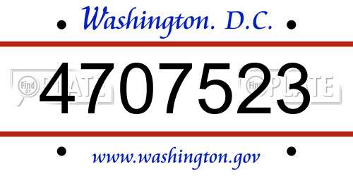 4707523 District Of Columbia License Plate