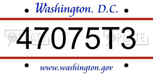 47075T3 District Of Columbia License Plate
