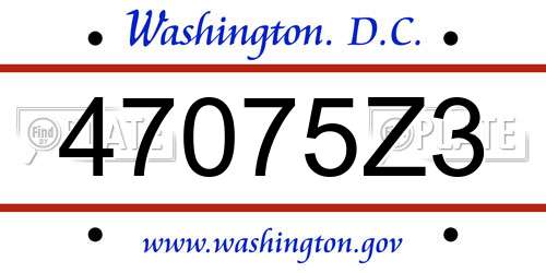 47075Z3 District Of Columbia License Plate