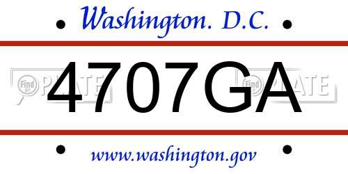 4707GA District Of Columbia License Plate