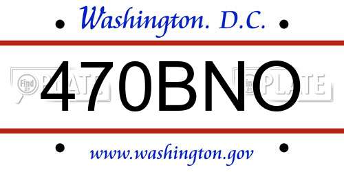 470BNO District Of Columbia License Plate