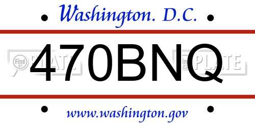470BNQ District Of Columbia License Plate