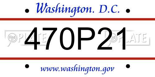 470P21 District Of Columbia License Plate