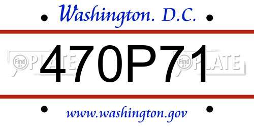 470P71 District Of Columbia License Plate