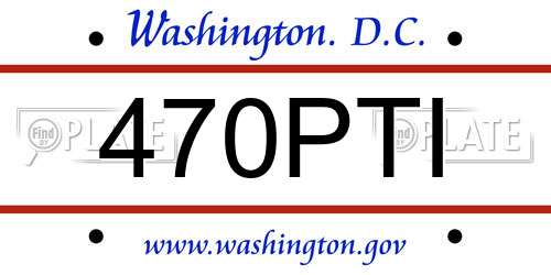 470PTI District Of Columbia License Plate