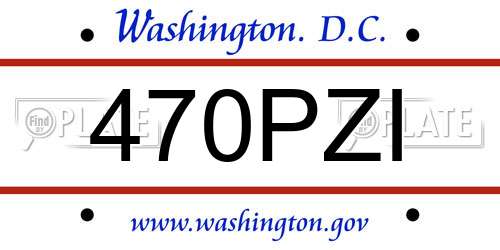 470PZI District Of Columbia License Plate