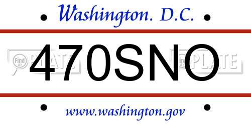 470SNO District Of Columbia License Plate
