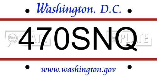 470SNQ District Of Columbia License Plate