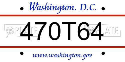 470T64 District Of Columbia License Plate